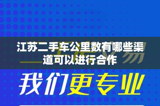 江苏二手车公里数有哪些渠道可以进行合作