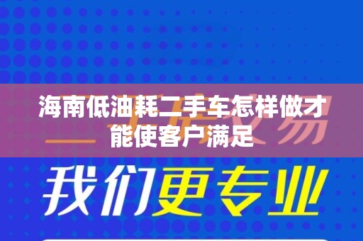 海南低油耗二手车怎样做才能使客户满足