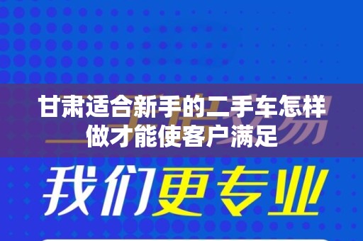 甘肃适合新手的二手车怎样做才能使客户满足