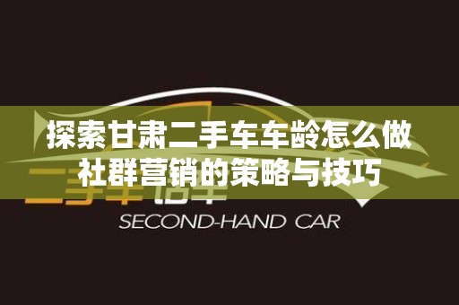 探索甘肃二手车车龄怎么做社群营销的策略与技巧