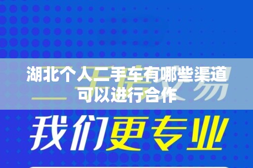 湖北个人二手车有哪些渠道可以进行合作