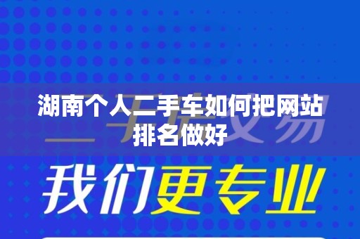 湖南个人二手车如何把网站排名做好