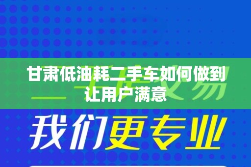 甘肃低油耗二手车如何做到让用户满意
