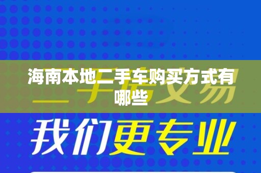 海南本地二手车购买方式有哪些