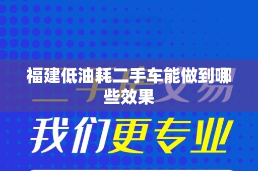 福建低油耗二手车能做到哪些效果