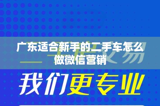 广东适合新手的二手车怎么做微信营销