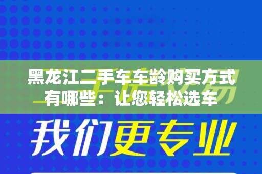 黑龙江二手车车龄购买方式有哪些：让您轻松选车