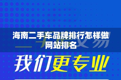 海南二手车品牌排行怎样做网站排名