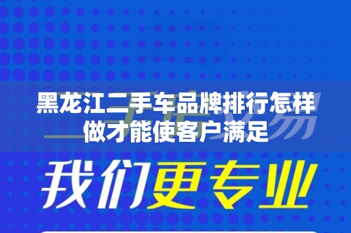 黑龙江二手车品牌排行怎样做才能使客户满足