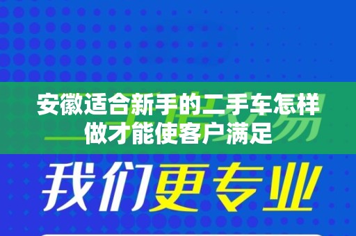 安徽适合新手的二手车怎样做才能使客户满足