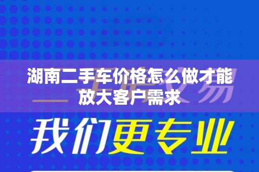 湖南二手车价格怎么做才能放大客户需求