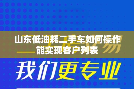 山东低油耗二手车如何操作能实现客户列表
