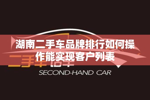 湖南二手车品牌排行如何操作能实现客户列表